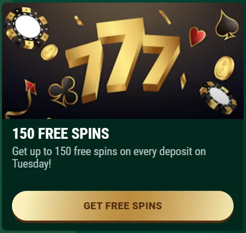 150 Free Spins on Tuesday Deposit Bonus